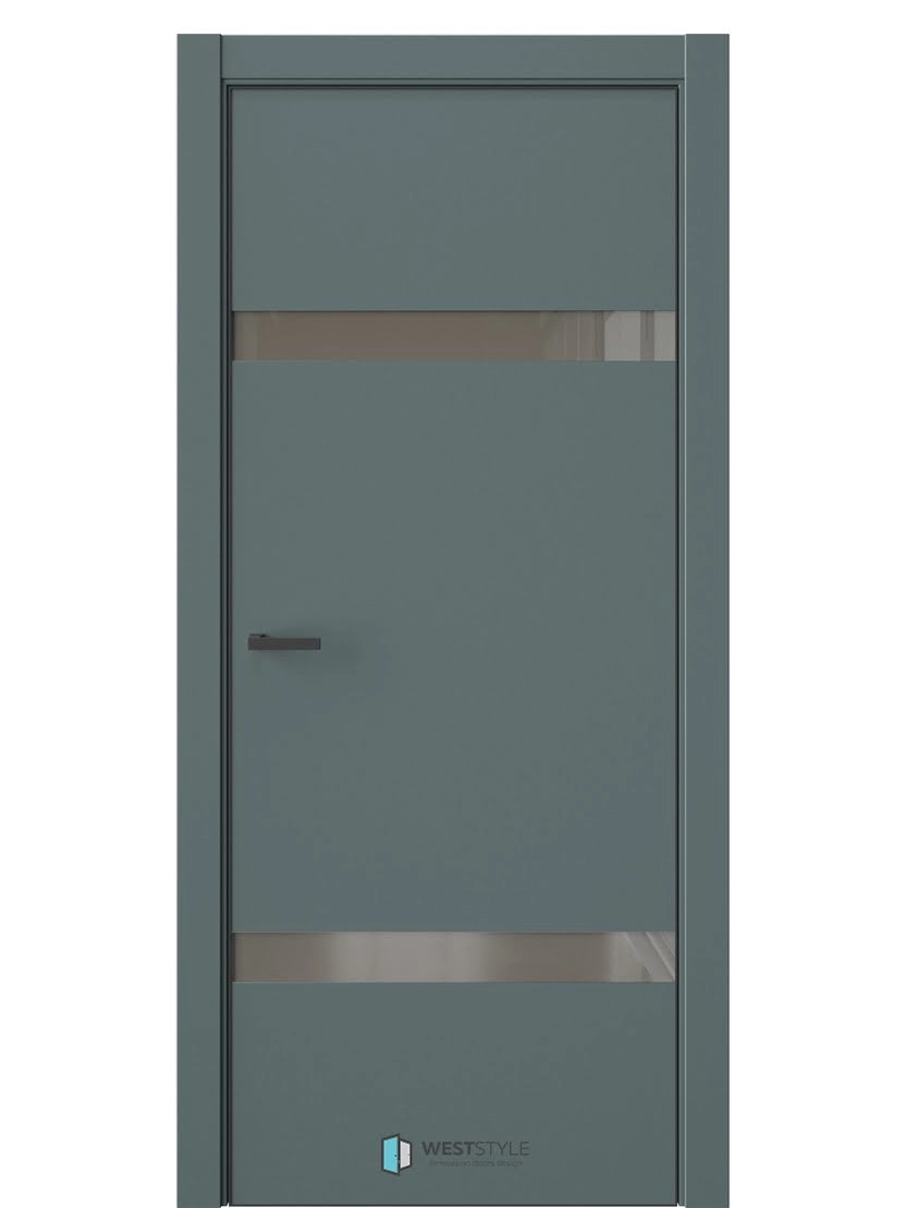 Межкомнатная дверь WestStyle Industrial IN3 ДО Lacobel Коричневый Нефритовый сад